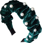 Jessidress® Luxe Diadeem Chique Dames Haar Diadeem van velours met vaste knot Velvet Haarband - Groen