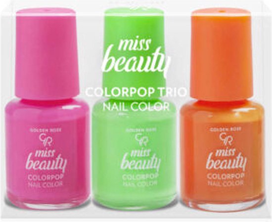 Golden Rose - Miss Beauty Color Pop Trio Nail Color - Neon