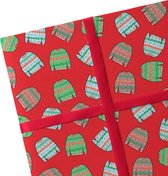 Vel (geen rol) inpakpapier - 31 cm x 69 cm - Sweater Weather - Kerstinpakpapier - Kerst - Kerst decoratie - Trui - Geschenk - Cadeau