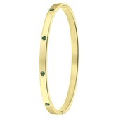 Lucardi - Dames Goldplated armband bangle geboortestenen - Staal - Armband - Cadeau - Stijlvol - Goudkleurig