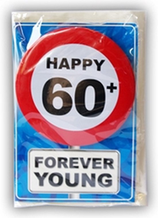 Happy age kaart 60 jaar (wenskaart met button)