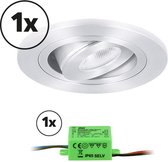 Complete set LED inbouwspot 1x Monza rond 3W 2700K aluminium IP65 dimbaar kantelbaar