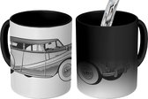 Magische Mok - Foto op Warmte Mok - Een digitale tekening van een Rolls-Royce - zwart wit - 350 ML