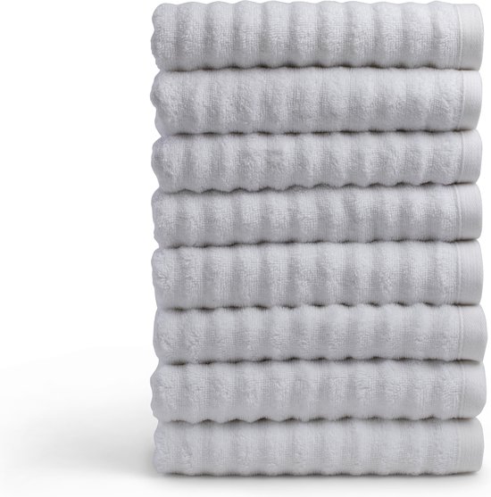 Seashell Wave Handdoekset 8 stuks Wit 50x100cm Premium