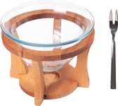 Joy Kitchen houten fondueset inclusief vorkjes - set voor twee | fonduepan | duurzame fondue set | fonduevorken | fondue brander waxinelichtje | fondueset tafel | Kerstdiner | Kers