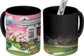 Magische Mok - Foto op Warmte Mok - tekening van Mount Fuji in Tokyo - 350 ML