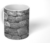 Mok - Kalkstenen muur, zwart-wit - 350 ML - Beker