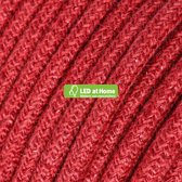 LEDatHOME – 3 aderige - Ronde elektrische kabel bedekt met Plain Cherry Red Jute – 5 meter | Van buiten SCHITTEREND, van binnen SUBLIEM!