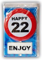 Happy age kaart 22 jaar ( wenskaart met Button)