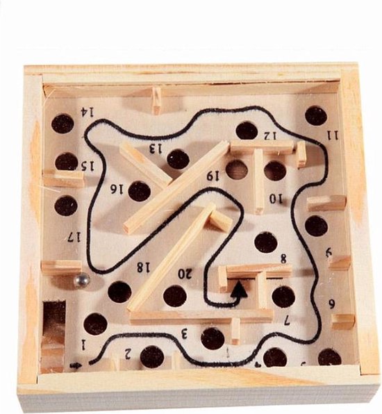 Afbeelding van het spel Akyol Balansspel | Houten doolhof | 3D houten speelgoed | Kinderspel | Bordspel | Educatief speelgoed | Inclusief 1 balletje