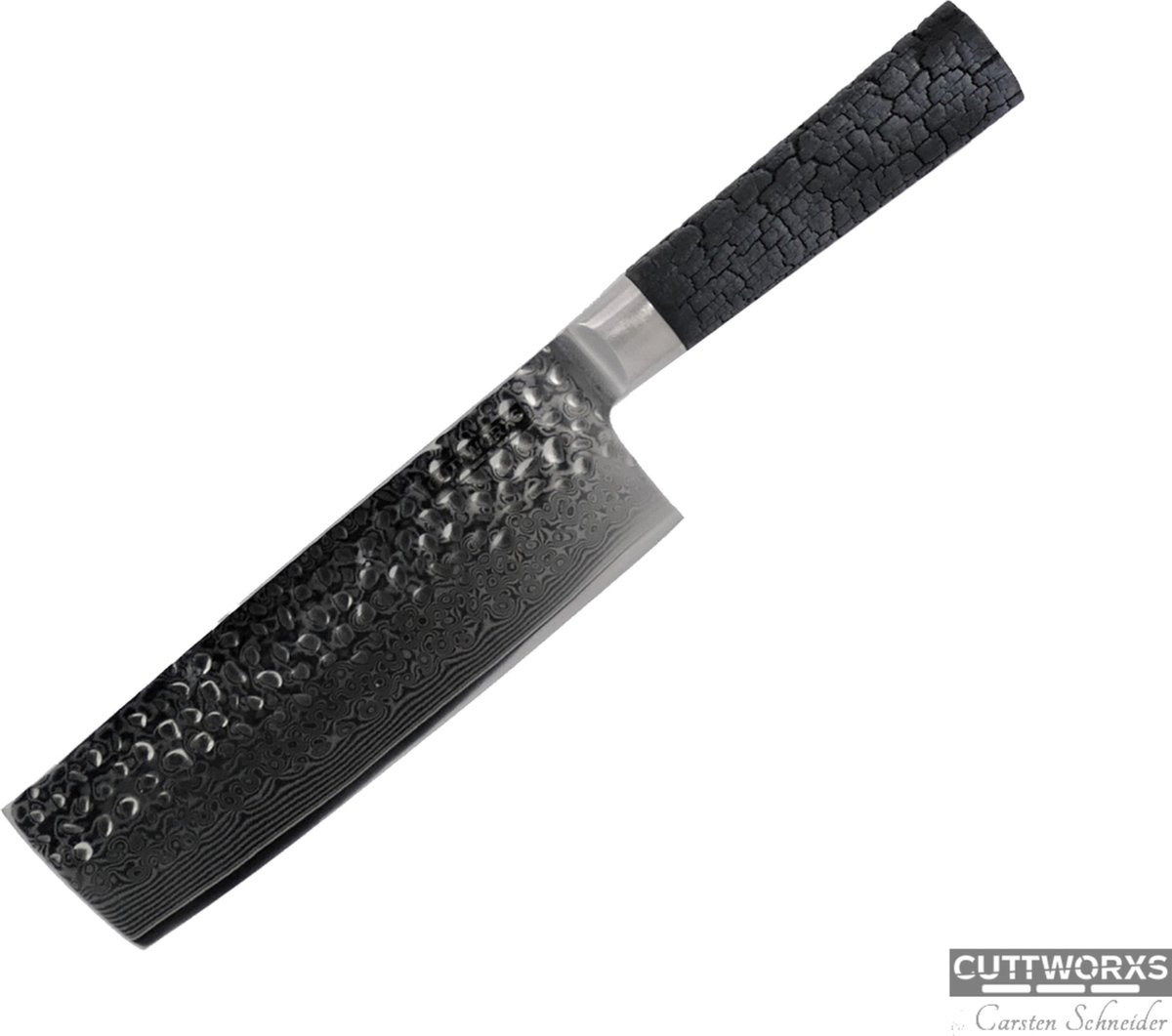 Cuttworxs - Flamewood - Evolution - Nakiri mes - Japanse groente mes - Damast staal - Damascus staal