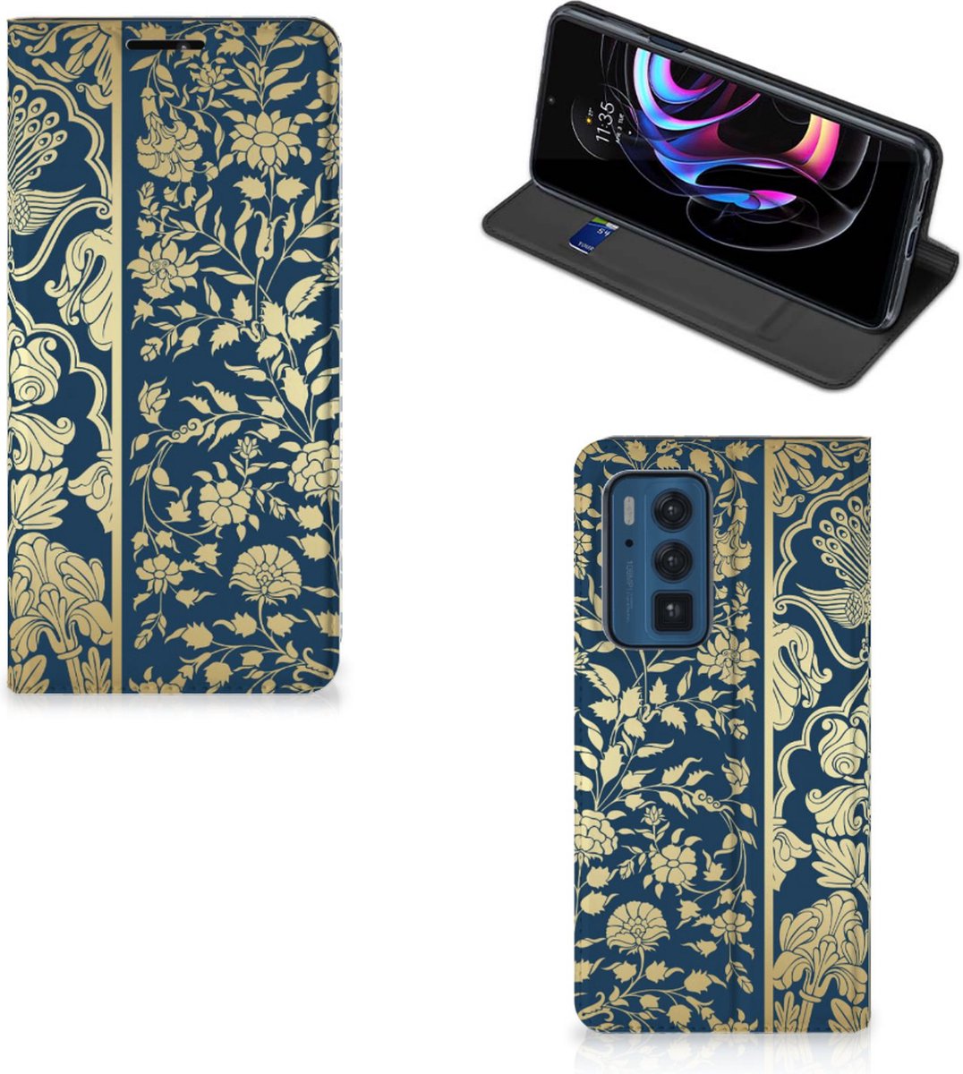 Motorola Edge 20 Pro Smart Cover Beige Flowers