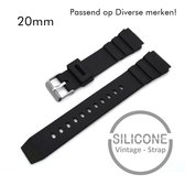 Bracelet de montre en caoutchouc et Siliconen de 20 mm noir adapté à Seiko Citizen et à toutes les autres marques Bracelet de 20 mm - Bracelet de montre