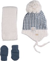 Set d'hiver 3 pièces Kitti | Bonnet doublé polaire - Echarpe - Gants | 0-18 mois Bébé Garçons | Bébé Cool-01 (K2150-10)