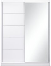 InspireMe- Zweefdeurkast Kledingkast met Spiegel Garderobekast met planken en kledingstang - 150x61x200 cm (BxDxH) - LARA 05 (Wit)