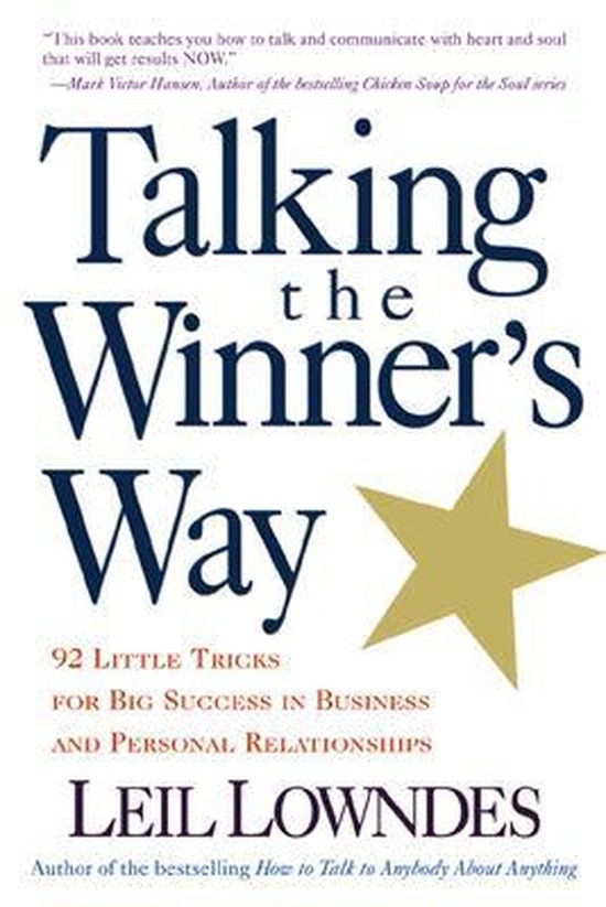 Boek "Talking the Winner's Way" met een gouden ster en tekst over succes in zaken en relaties.