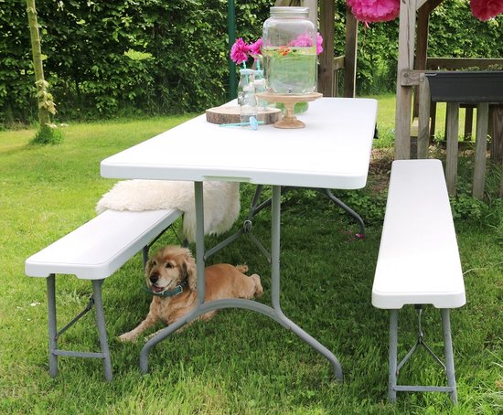 ERRO Campingtafel - Vouwtafel - inklapbare tafel - plooitafel - 180x74x72 cm - Wit - Voor 8 personen — afbeelding 5
