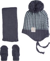 Kitti 3-Delig Winter Set | Muts met Fleecevoering - Sjaal - Handschoenen | 0-18 Maanden Baby Jongens | Baby Cool-03 (K2150-10)