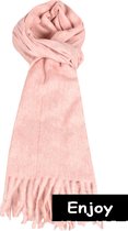 Sjaal roze- Effen - natuurlijke materialen- warme wintersjaal- langwerpig.