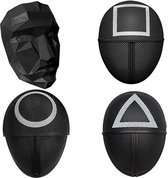 MAELAL masker  tv bundel van 4 maskers vierkant, rond, driehoek en frontman verkleedmaskers voor halloween