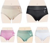 Dames slips 5 pack in 5 kleuren met stipjes L