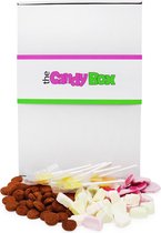 Snoep mix pakket & Snoepgoed doos - The Candy Box - gooi wat in mijn schoentje!- 0.5 KG uitdeel en verjaardag cadeau doos voor vrouwen, mannen en kinderen met: Pepernoten, schuimpj