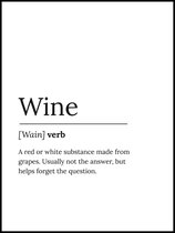 Poster Wijn Quote 40x30 - Zwart Wit - Definitie - Wine - Tekst -