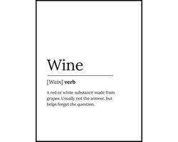 Poster Wijn Quote 40x30 - Zwart Wit - Definitie - Wine - Tekst -