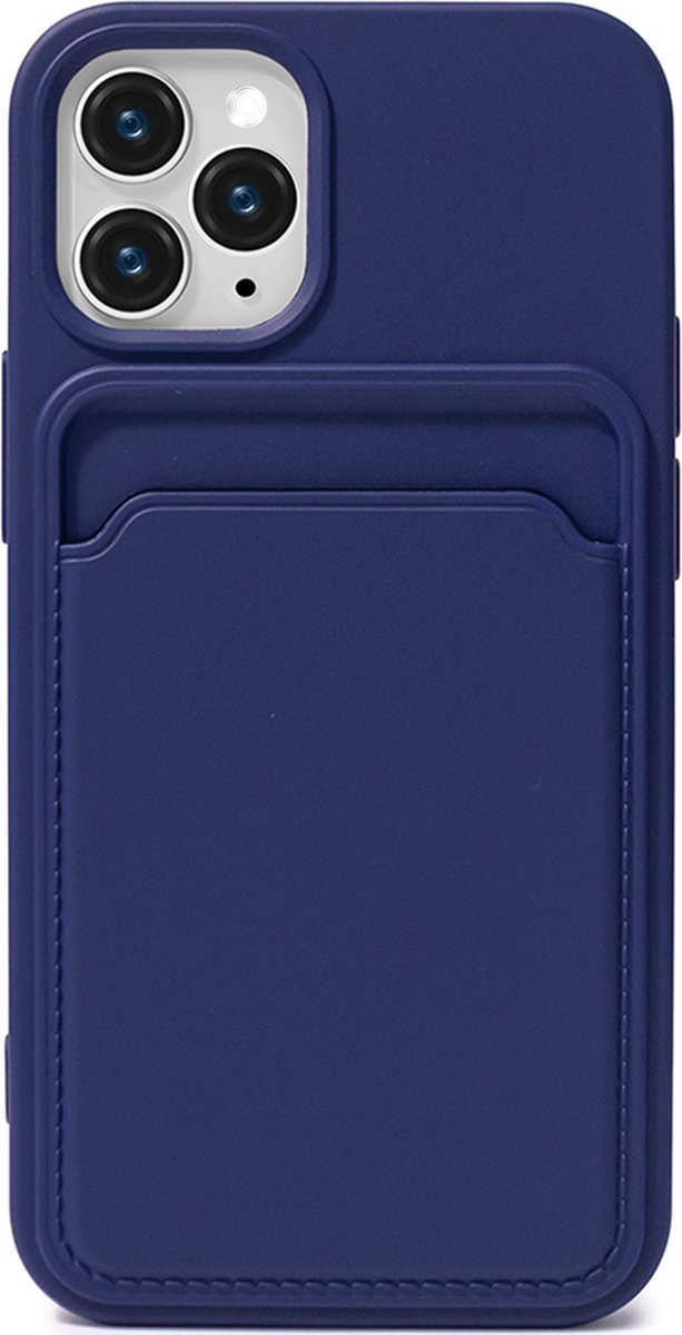 Hoesje Pasjeshouder geschikt voor iPhone 13 Pro Blauw - Siliconen Case Back Cover