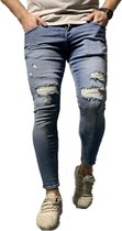 Heren Jeans lichtblauw denim | skinny fit & stretch met scheuren | 3096 | maat 33 | Cadeau voor Man Cadeautjes | Sinterklaas | Black Friday | Kerst | Kerstcadeau | Actie | Korting