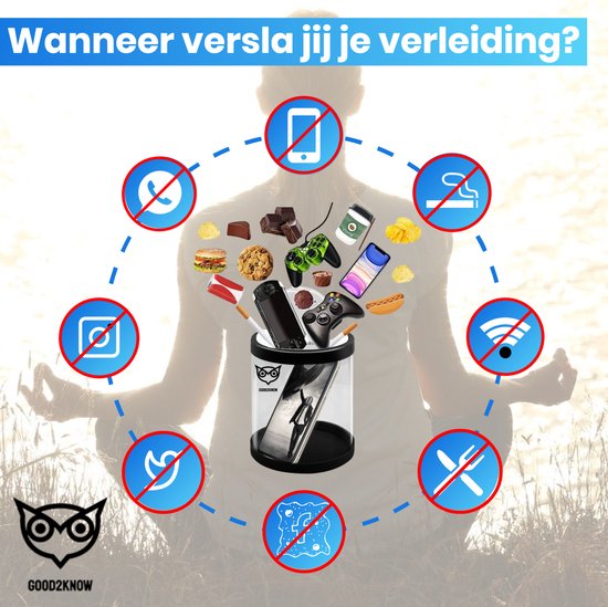 Good2know Telefoon Kluis met Tijdslot - Stoppen met Roken - Timer – Kluis - Opbergdoos - Kitchen Safe - Zwart – meer Focus & Zelfdiscipline