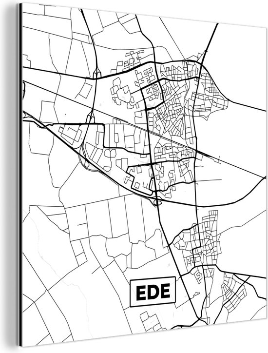 Wanddecoratie Metaal - Aluminium Schilderij Industrieel - Kaart - Ede - Zwart - Wit - 50x50 cm - Dibond - Foto op aluminium - Industriële muurdecoratie - Voor de woonkamer/slaapkamer