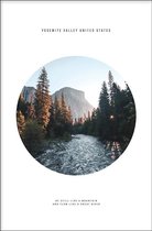 Walljar - River Mountain Yosemite Valley - Muurdecoratie - Poster met lijst