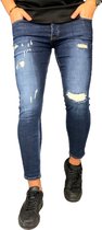 Heren Jeans blauw denim met scheuren | skinny fit & stretch denim | 3327 | maat 32 | Cadeau voor Man Cadeautjes | Sinterklaas | Black Friday | Kerst | Kerstcadeau | Actie | Korting