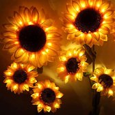 afstandsbediening zonnenbloem vormige solar lamp - Set van 4 bloemen | zonnenbloem 7 kleuren - 4 stuks | buitendecoratie voor tuin | zonnenbloem licht