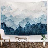 Ulticool - Bergen Blauw Rust Aquarel Wall Art - Wandkleed - 200x150 cm - Groot wandtapijt - Poster