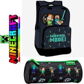 Minecraft tas Rugzak | Schooltas SURVIVAL MODE! | Rugtas + Etui - Populaire game | Rugzak 36 cm 2 vakken 12L - Rugtas + Etui