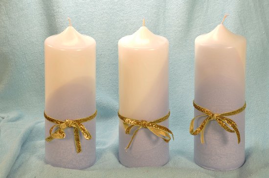 Candles by Milanne Exclusieve Klok kaars XXL - Blauw/Wit - 19 cm