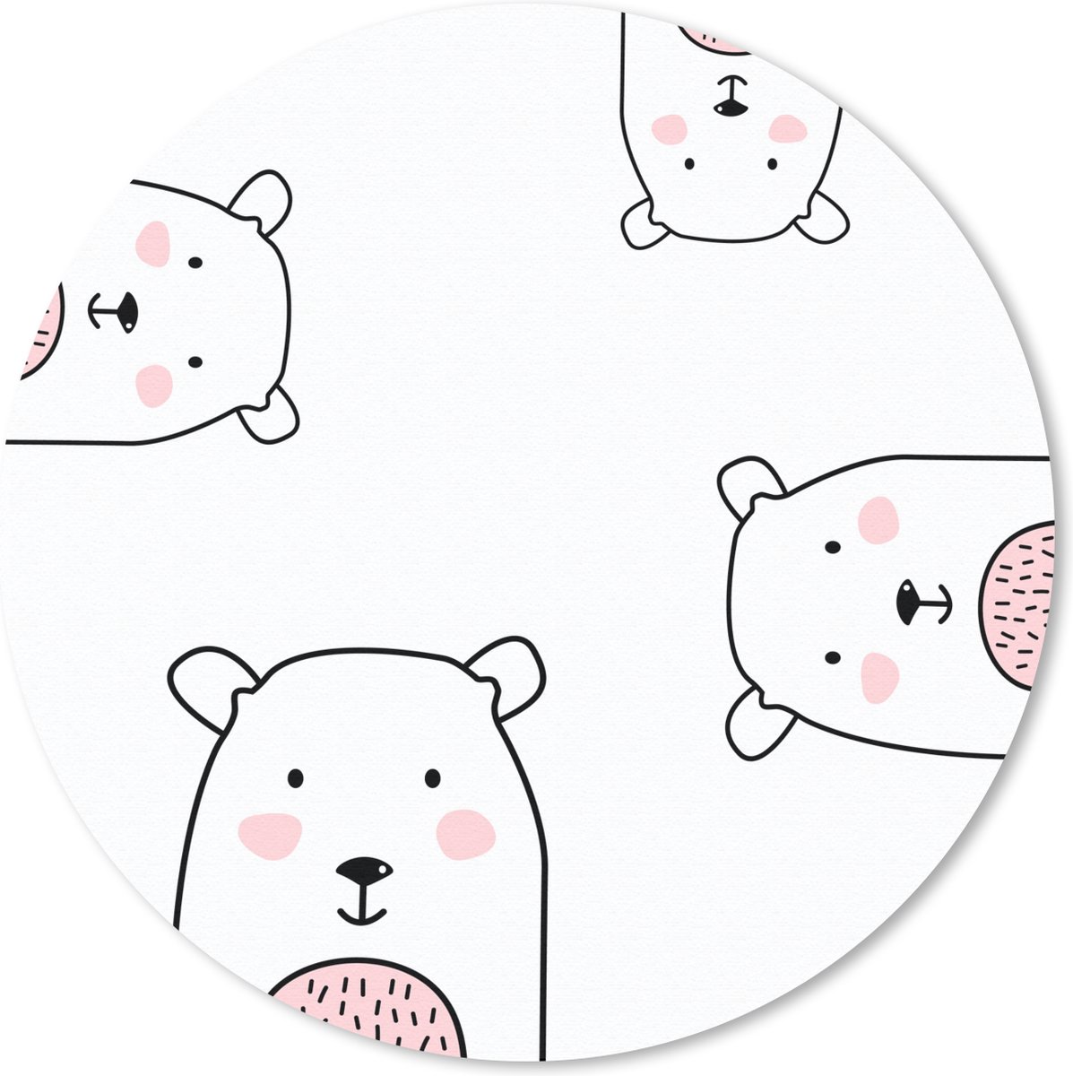 Muismat rond 20x20 cm - Mousepad Beren - Kinderen - Familie - Ronde muismatten