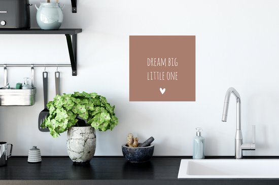 Stickers muraux - Film autocollant - Citation anglaise "Dream big little one" avec un coeur sur fond marron - 30x30 cm - Film adhésif - Stickers muraux Chambre d'enfant - Papier peint autocollant - Papier peint autocollant - Film autocollant