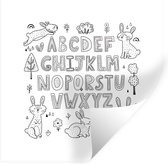 Muurstickers - Sticker Folie - Illustratie alfabet met springende konijnen in zwart-wit - 50x50 cm - Plakfolie - Muurstickers Kinderkamer - Zelfklevend Behang - Zelfklevend behangpapier - Stickerfolie