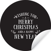 Citation de Noël Je vous souhaite un joyeux Noël sur fond noir Sticker papier peint cercle mural - ⌀ 120 cm - peinture ronde - cercle papier peint - cercle mural - cercle vivant - autocollant & coupe ronde