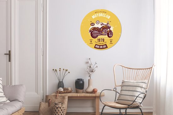 Papier peint Circle - Moto - Jaune - Rétro - 80x80 cm