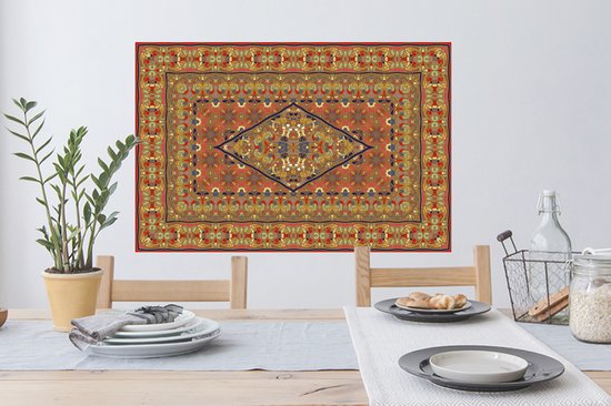 Stickers muraux - Tapis Persan - Tapis - Jaune - Rouge - 90x60 cm - Film Adhésif