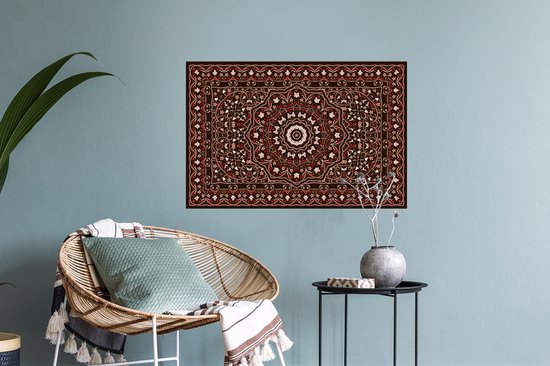Stickers muraux - Motifs - Mandala - Tapis - Rouge - 60x40 cm - Film Adhésif