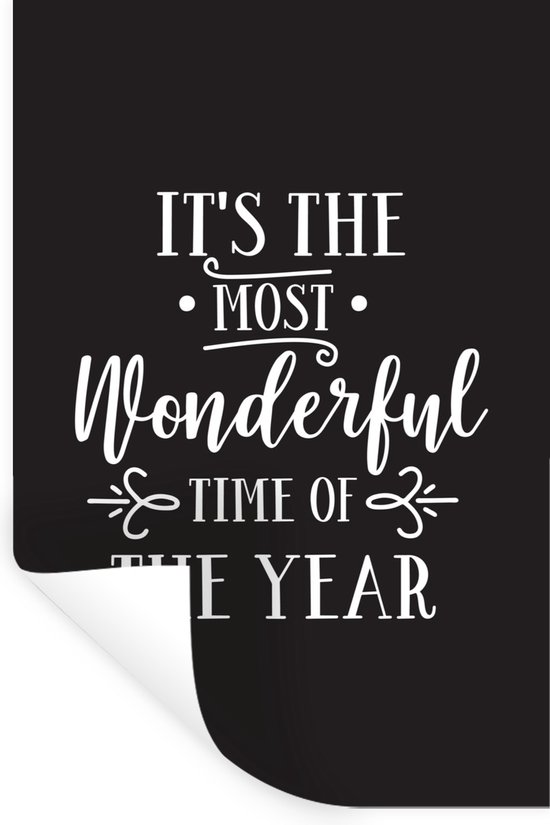 Stickers muraux - Film autocollant - Citation de Noël C'est la période la plus merveilleuse de l'année avec un fond noir - 40x60 cm - Film adhésif - Stickers muraux Chambre d'enfant - Papier peint autocollant
