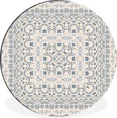 Wandcirkel - Muurcirkel - Perzisch Tapijt - Vloerkleed - Patronen - Blauw - Aluminium - ⌀ 140 cm - Binnen en Buiten