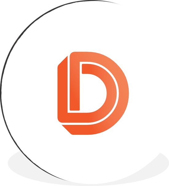 WallCircle - Wandcirkel - Muurcirkel - Een illustratie van de letter D in het oranje - Aluminium - Dibond - ⌀ 60 cm - Binnen en Buiten