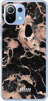 6F hoesje - geschikt voor Xiaomi Mi 11 Lite -  Transparant TPU Case - Rose Gold Marble #ffffff