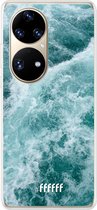 6F hoesje - geschikt voor Huawei P50 Pro -  Transparant TPU Case - Whitecap Waves #ffffff